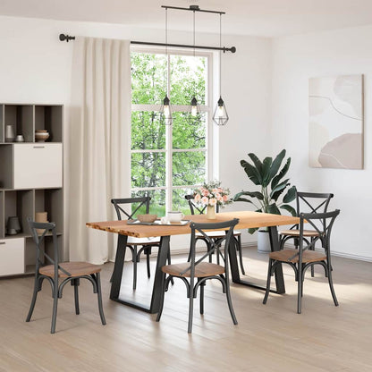 Eettafel met natuurlijke rand massief eikenhout rechthoekig