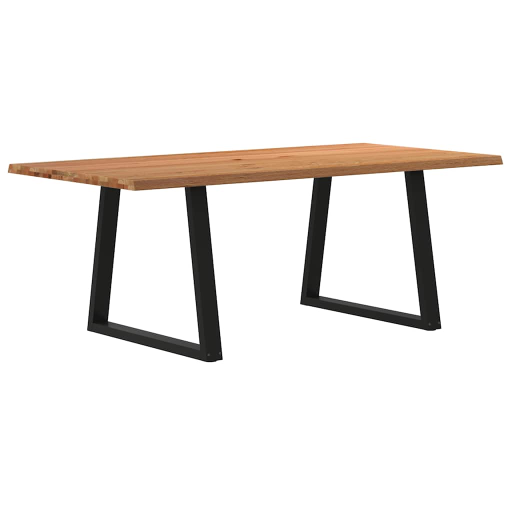 Eettafel met natuurlijke rand 200x100x74 cm massief eikenhout