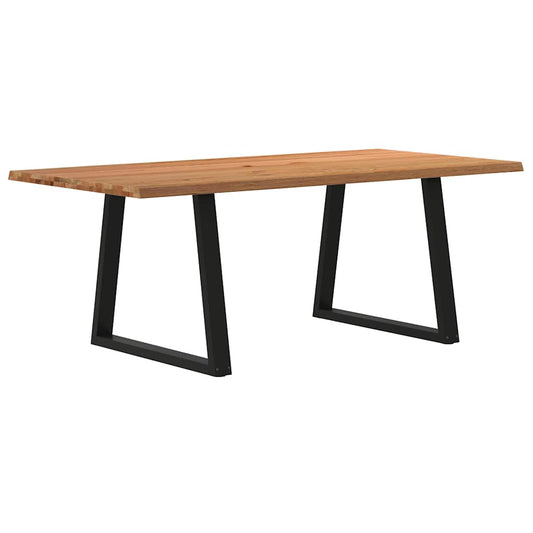 Eettafel met natuurlijke rand 200x100x74 cm massief eikenhout