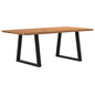 Eettafel met natuurlijke rand 200x100x74 cm massief eikenhout
