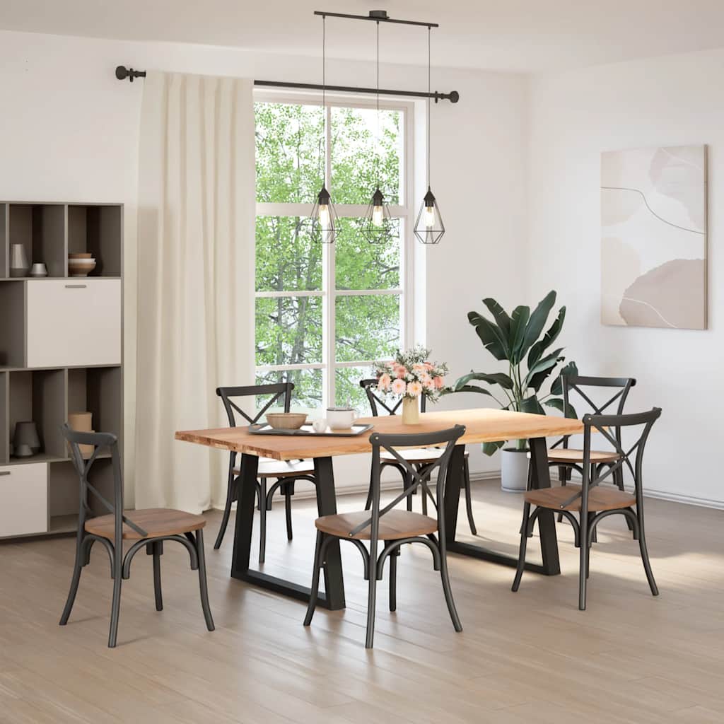 Eettafel met natuurlijke rand 200x100x74 cm massief eikenhout