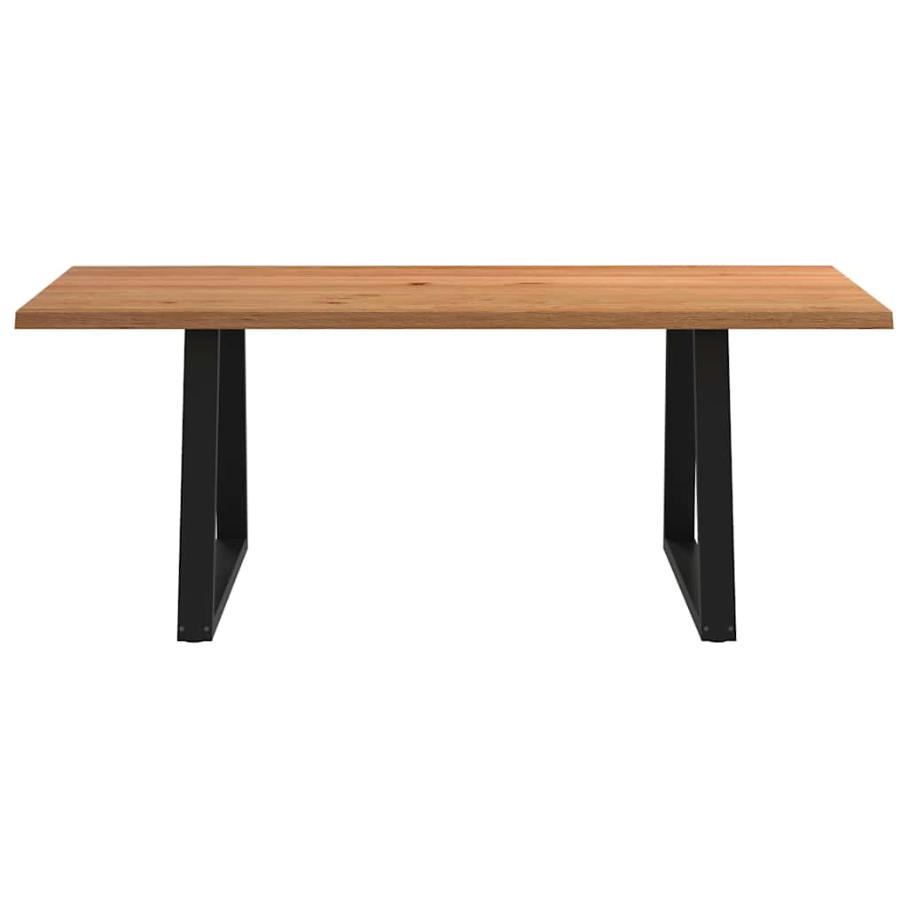Eettafel met natuurlijke rand 200x100x74 cm massief eikenhout
