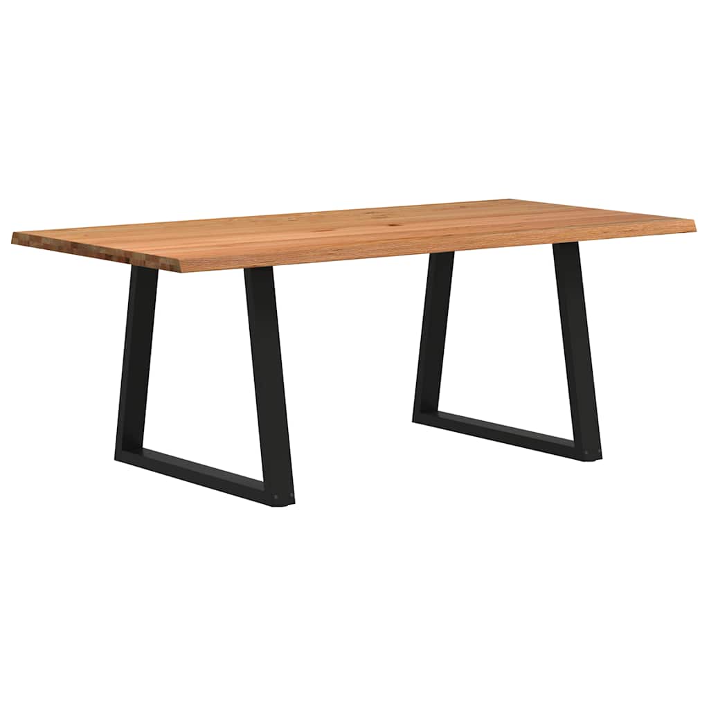 Eettafel met natuurlijke rand 200x100x74 cm massief eikenhout