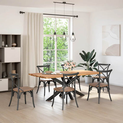 Eettafel met natuurlijke rand massief eikenhout rechthoekig