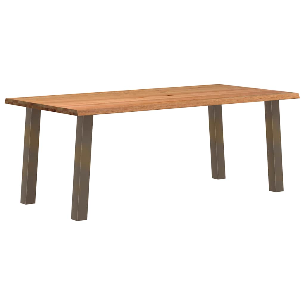 Eettafel met natuurlijke rand massief eikenhout rechthoekig