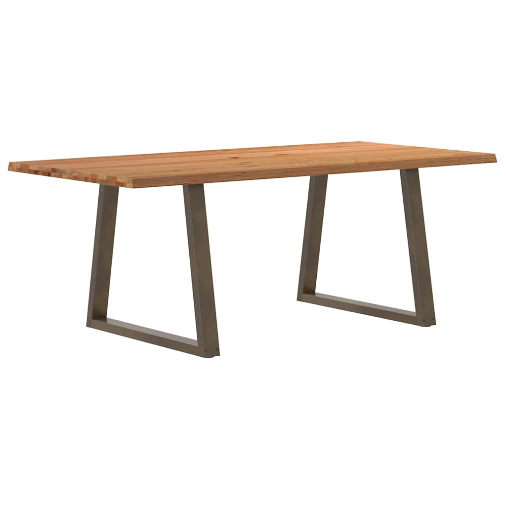 Eettafel met natuurlijke rand 200x100x74 cm massief eikenhout