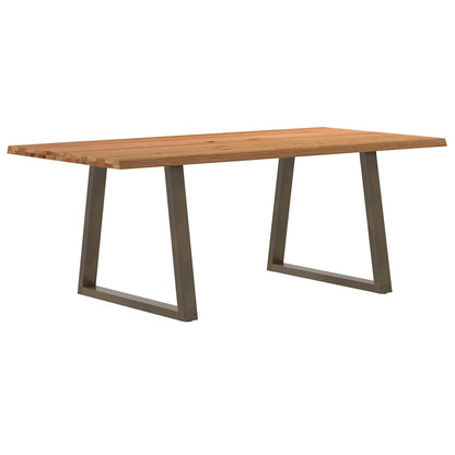 Eettafel met natuurlijke rand 200x100x74 cm massief eikenhout