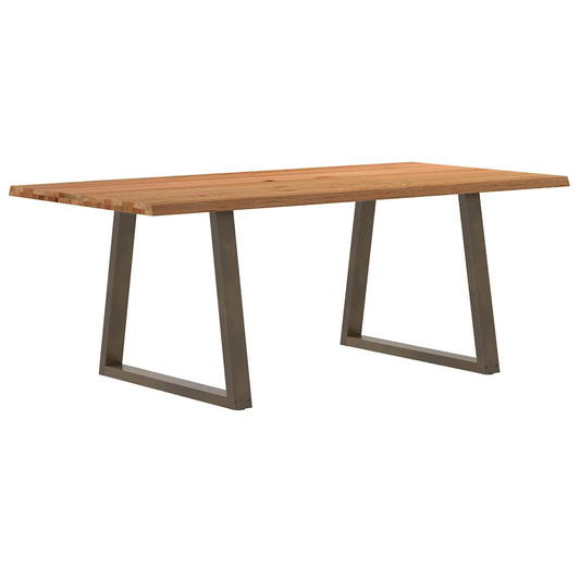Eettafel met natuurlijke rand 200x100x74 cm massief eikenhout