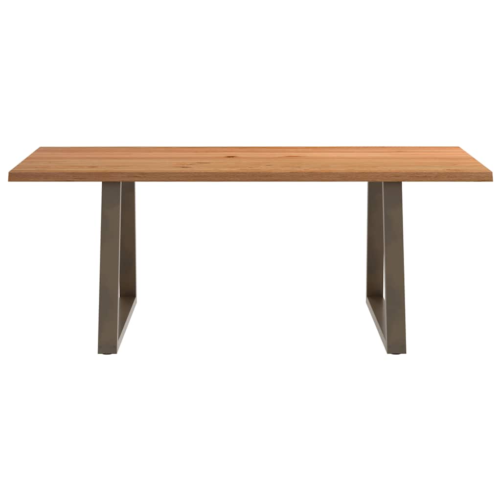 Eettafel met natuurlijke rand 200x100x74 cm massief eikenhout