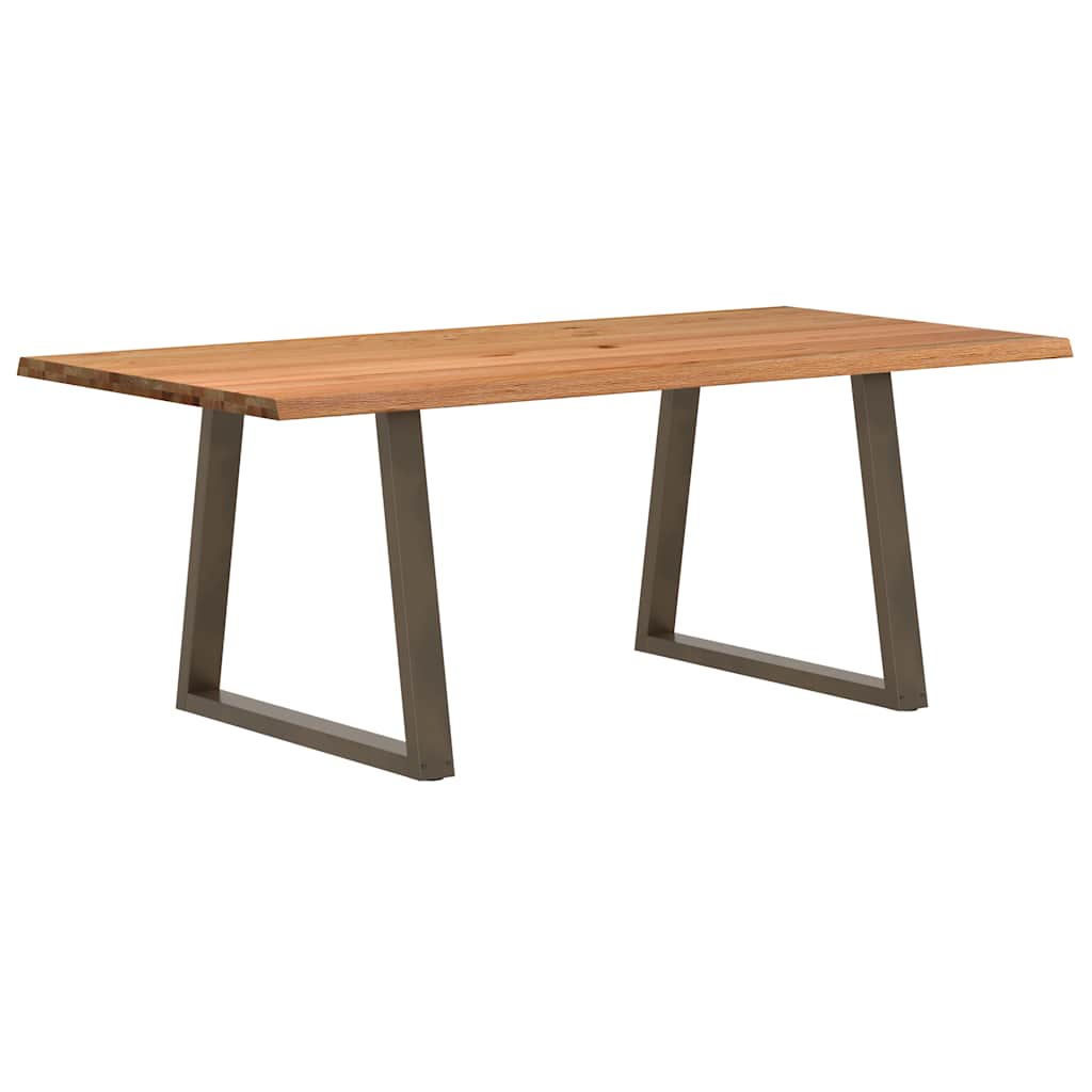 Eettafel met natuurlijke rand 200x100x74 cm massief eikenhout