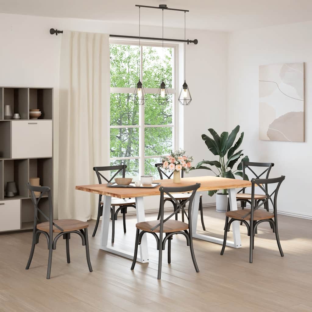Eettafel met natuurlijke rand 200x100x74 cm massief eikenhout