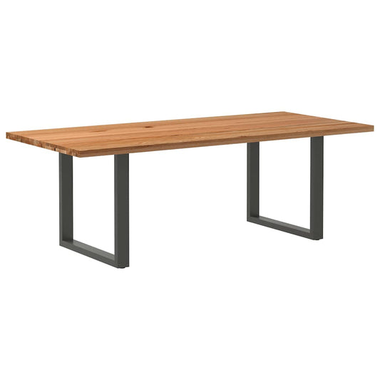 Eettafel rechthoekig 220x100x74 cm massief eikenhout lichtbruin