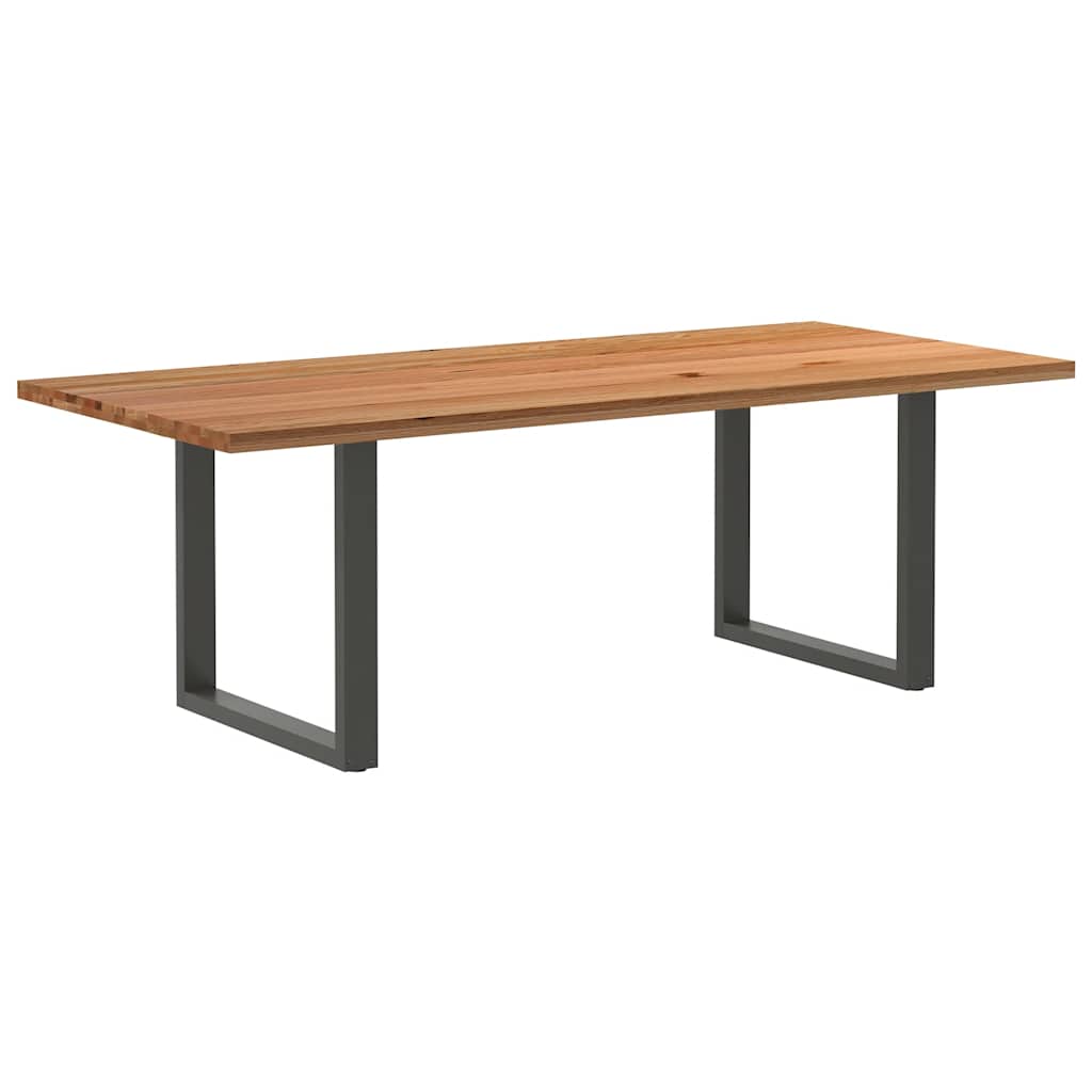 Eettafel rechthoekig 220x100x74 cm massief eikenhout lichtbruin