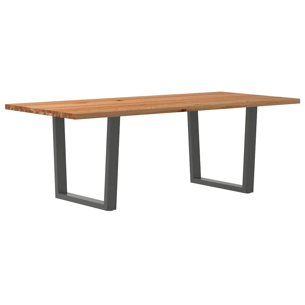 Eettafel met natuurlijke rand 220x100x74 cm massief eikenhout