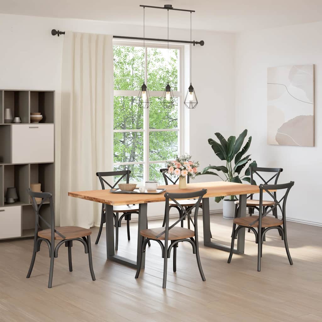 Eettafel met natuurlijke rand 220x100x74 cm massief eikenhout