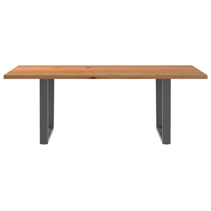 Eettafel met natuurlijke rand 220x100x74 cm massief eikenhout