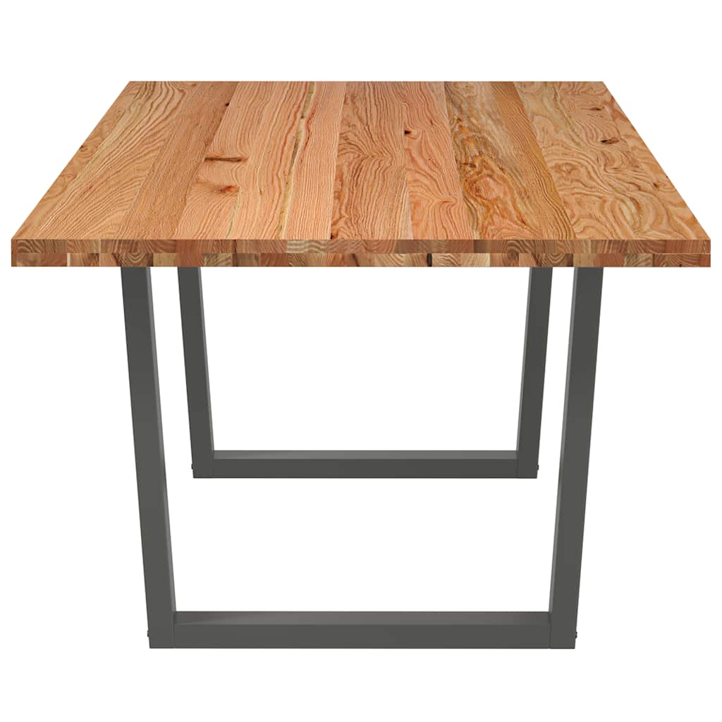 Eettafel met natuurlijke rand 220x100x74 cm massief eikenhout