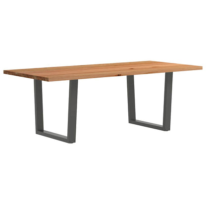 Eettafel met natuurlijke rand 220x100x74 cm massief eikenhout