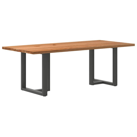 Eettafel rechthoekig 220x100x74 cm massief eikenhout lichtbruin