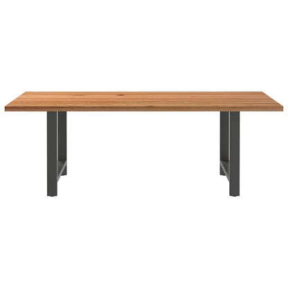 Eettafel rechthoekig 220x100x74 cm massief eikenhout lichtbruin
