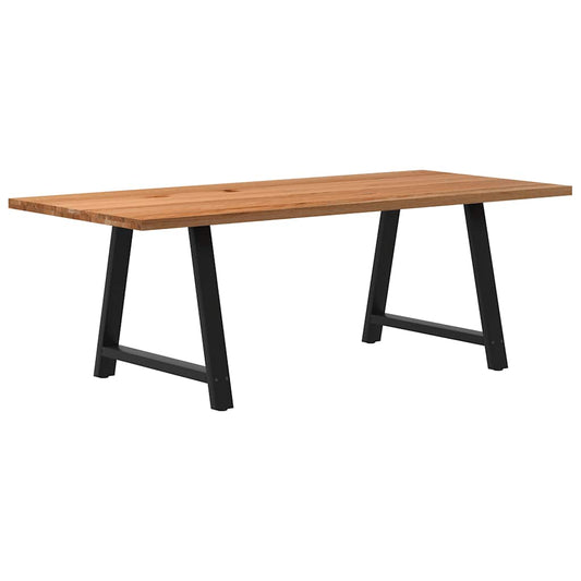 Eettafel rechthoekig 220x100x74 cm massief eikenhout lichtbruin