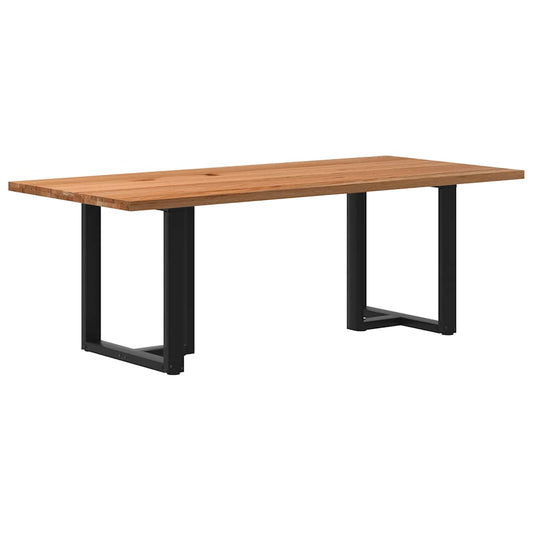 Eettafel rechthoekig 220x100x74 cm massief eikenhout lichtbruin