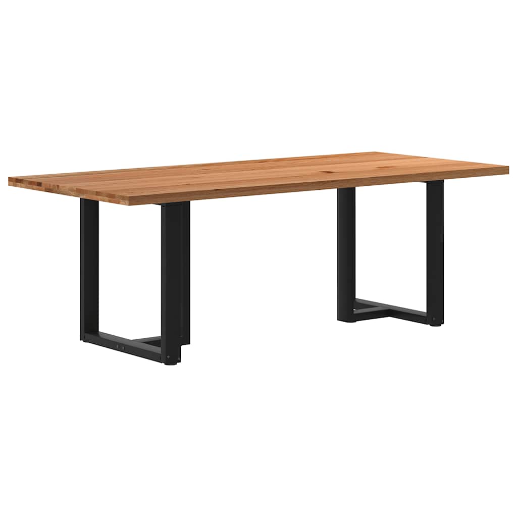 Eettafel rechthoekig 220x100x74 cm massief eikenhout lichtbruin
