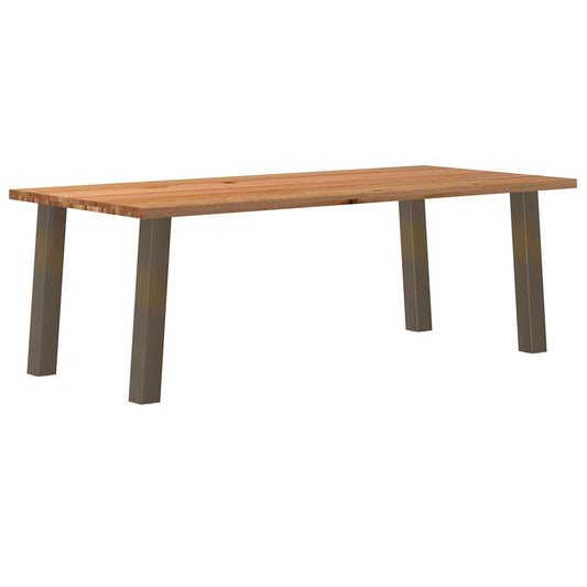 Eettafel rechthoekig 220x100x74 cm massief eikenhout lichtbruin