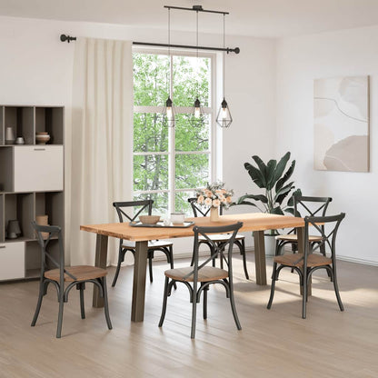 Eettafel rechthoekig 220x100x74 cm massief eikenhout lichtbruin