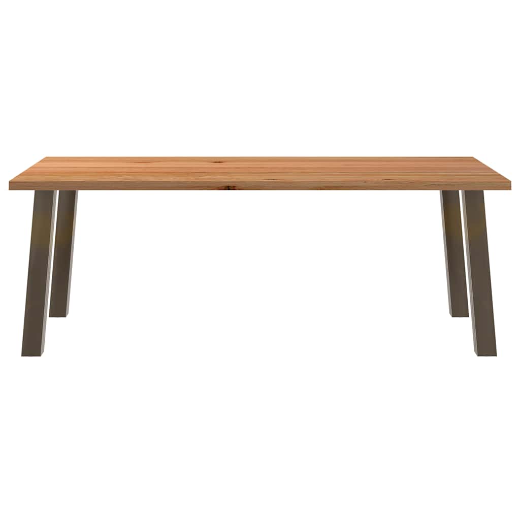 Eettafel rechthoekig 220x100x74 cm massief eikenhout lichtbruin
