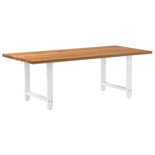 Eettafel rechthoekig 220x100x74 cm massief eikenhout lichtbruin