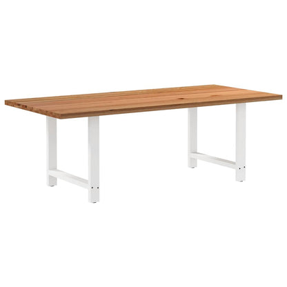 Eettafel rechthoekig 220x100x74 cm massief eikenhout lichtbruin