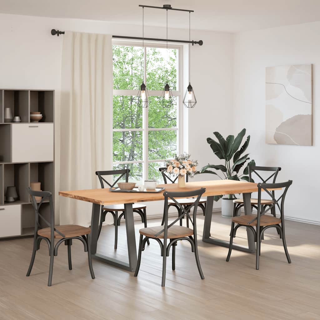 Eettafel rechthoekig 240x100x74 cm massief eikenhout lichtbruin