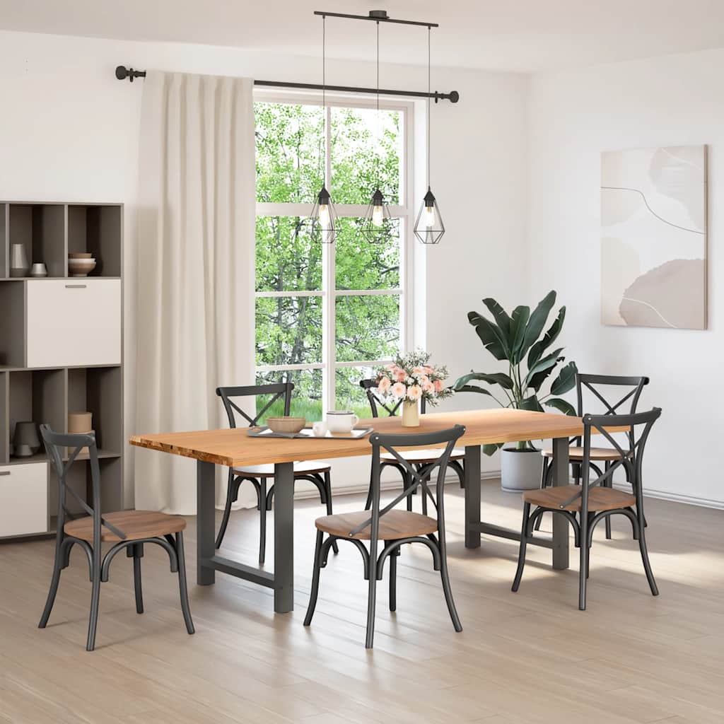 Eettafel rechthoekig 240x100x74 cm massief eikenhout lichtbruin