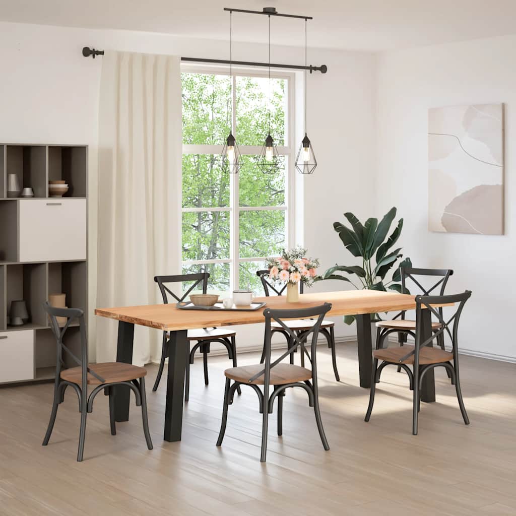 Eettafel rechthoekig 240x100x74 cm massief eikenhout lichtbruin
