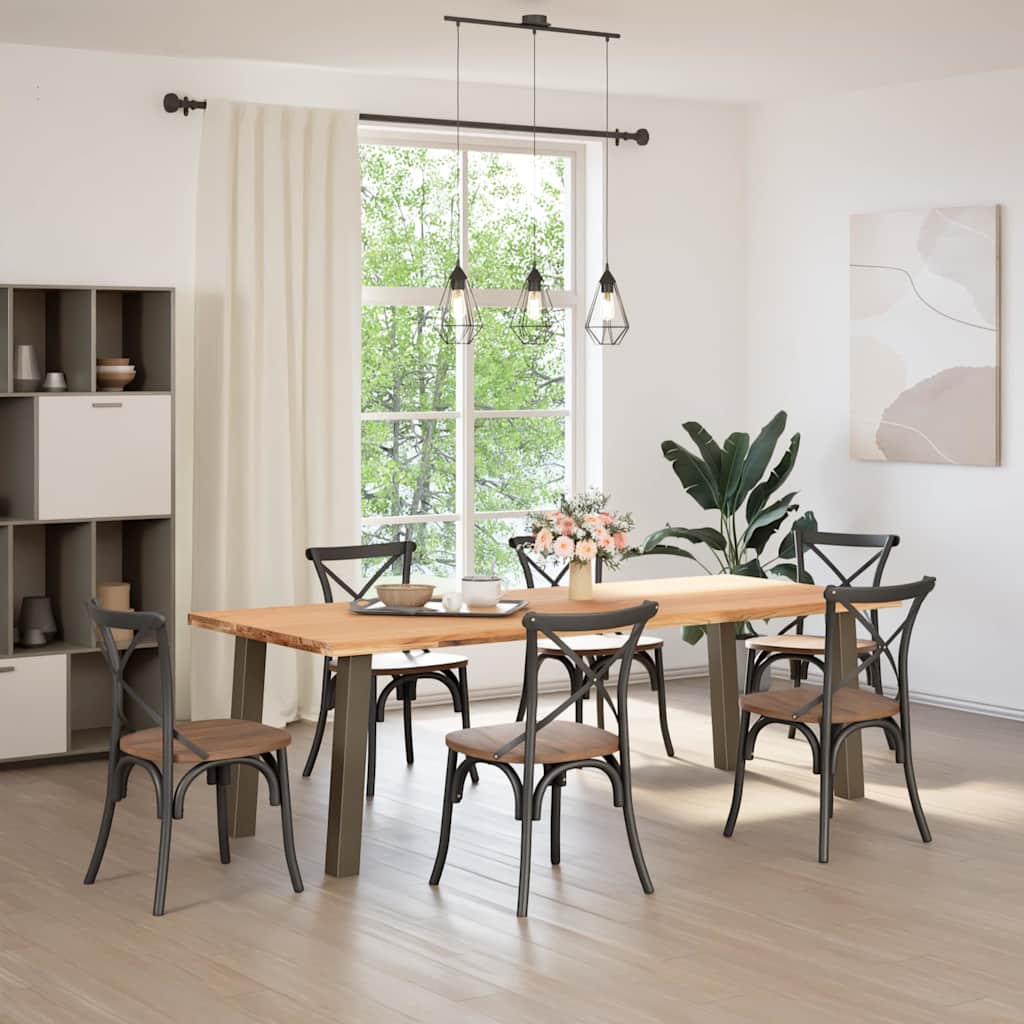 Eettafel rechthoekig 240x100x74 cm massief eikenhout lichtbruin