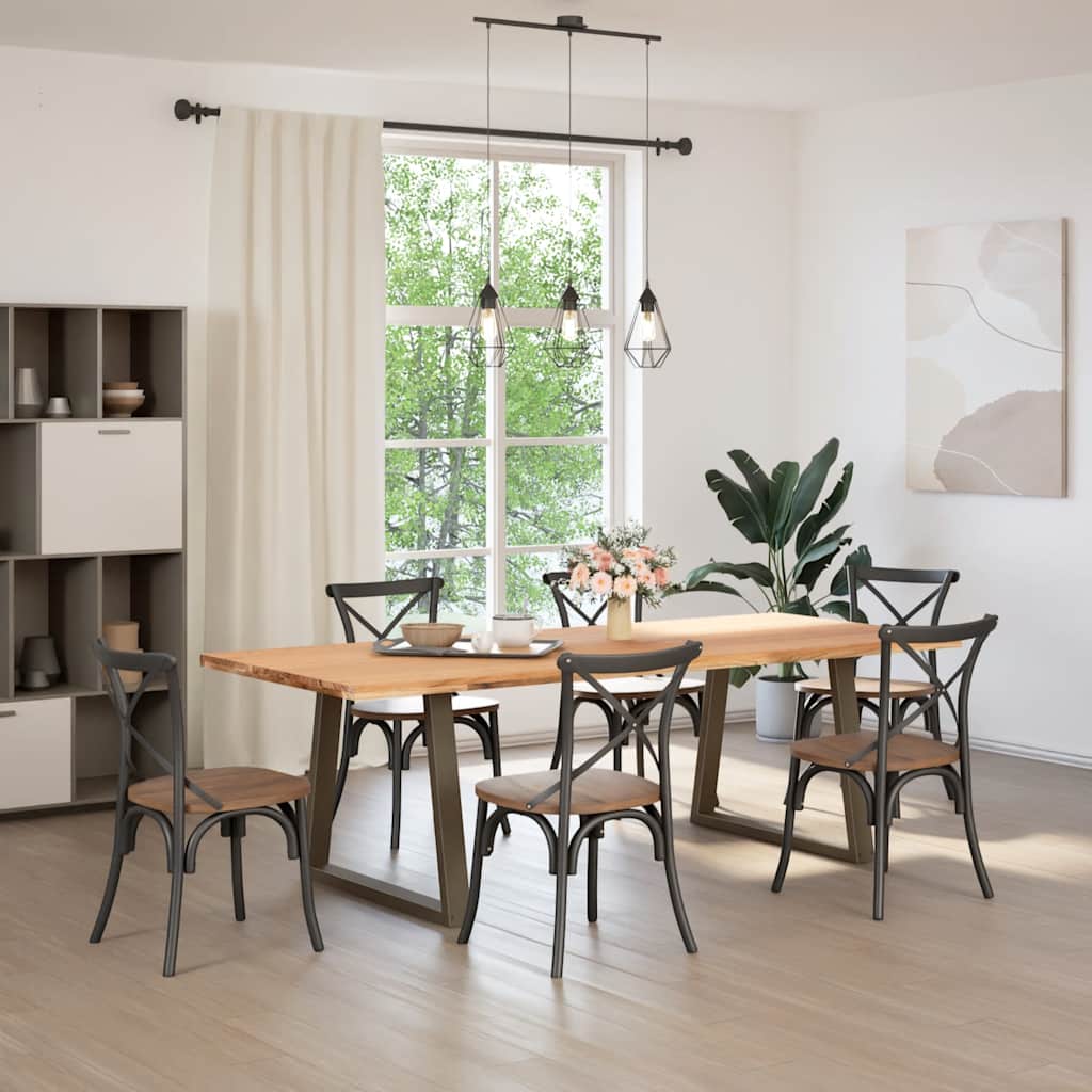 Eettafel rechthoekig 240x100x74 cm massief eikenhout lichtbruin