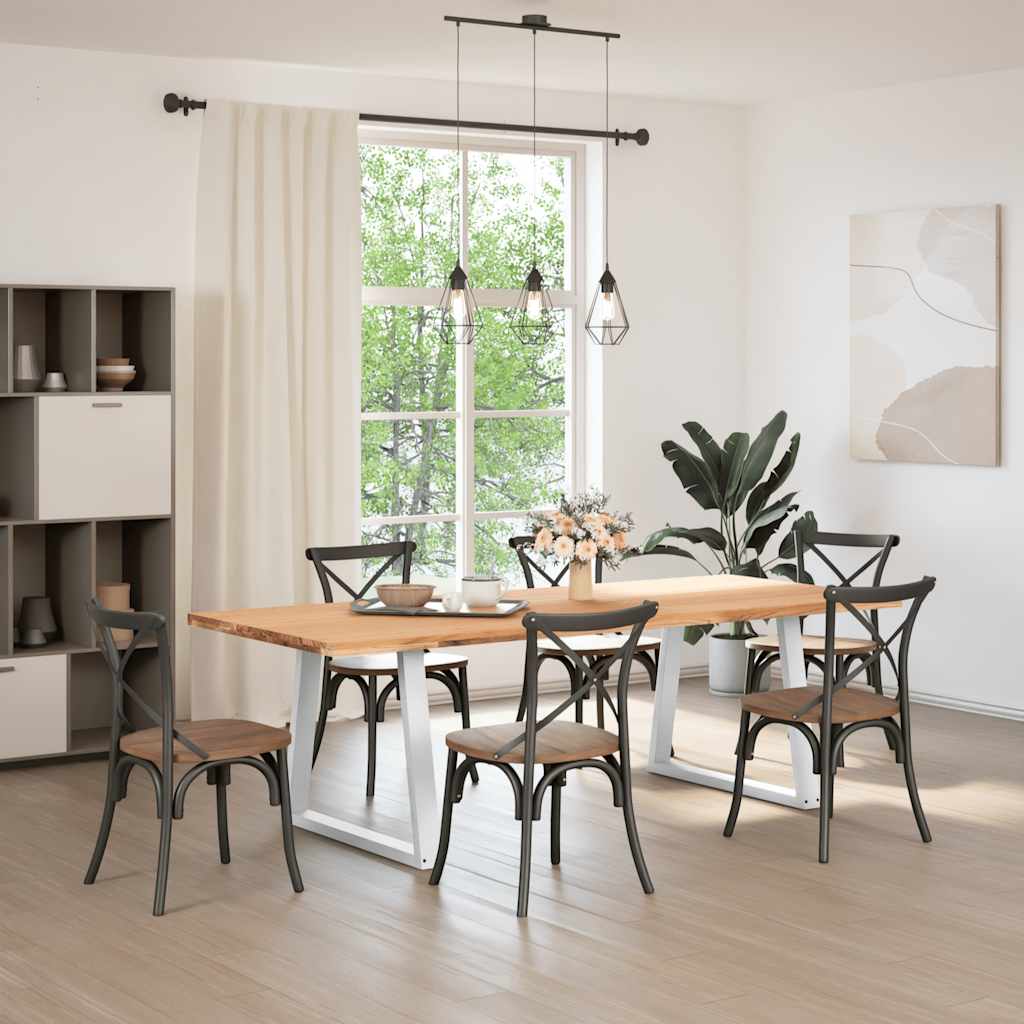 Eettafel rechthoekig 240x100x74 cm massief eikenhout lichtbruin
