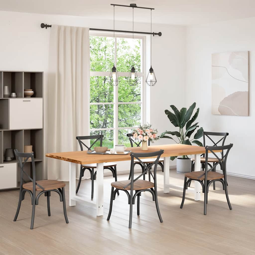 Eettafel rechthoekig 240x100x74 cm massief eikenhout lichtbruin