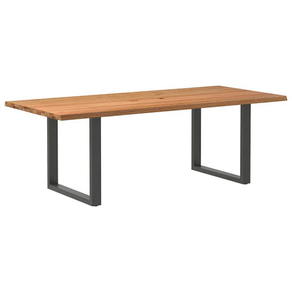Eettafel met natuurlijke rand 220x100x74 cm massief eikenhout