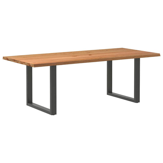 Eettafel met natuurlijke rand 220x100x74 cm massief eikenhout