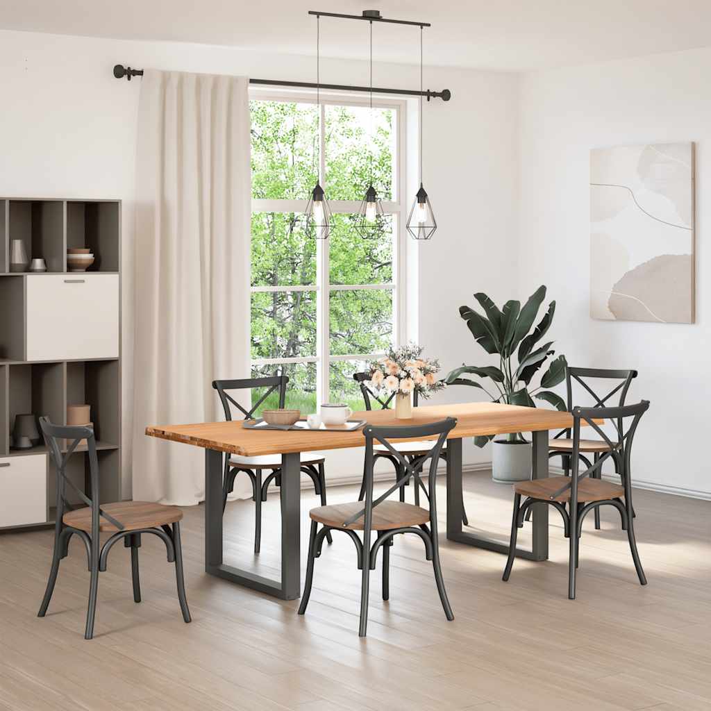 Eettafel met natuurlijke rand 220x100x74 cm massief eikenhout