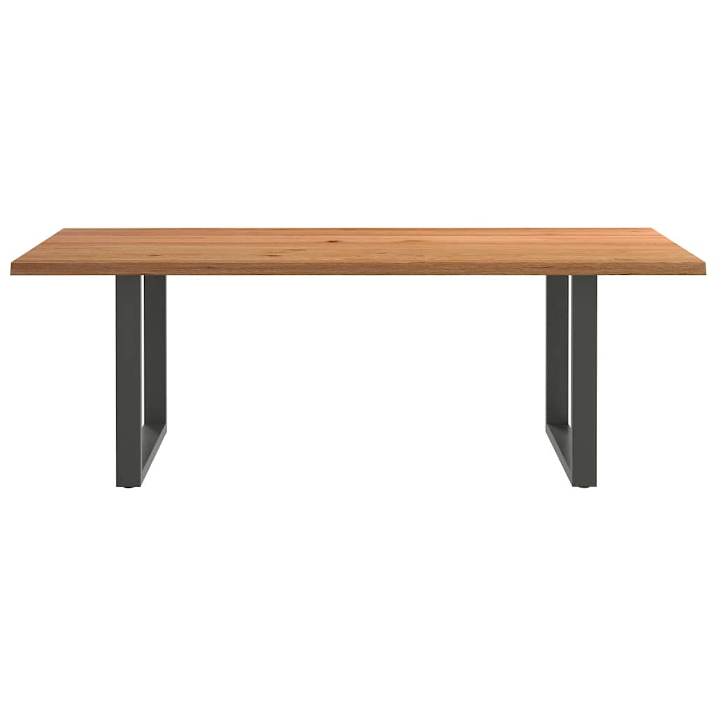 Eettafel met natuurlijke rand 220x100x74 cm massief eikenhout