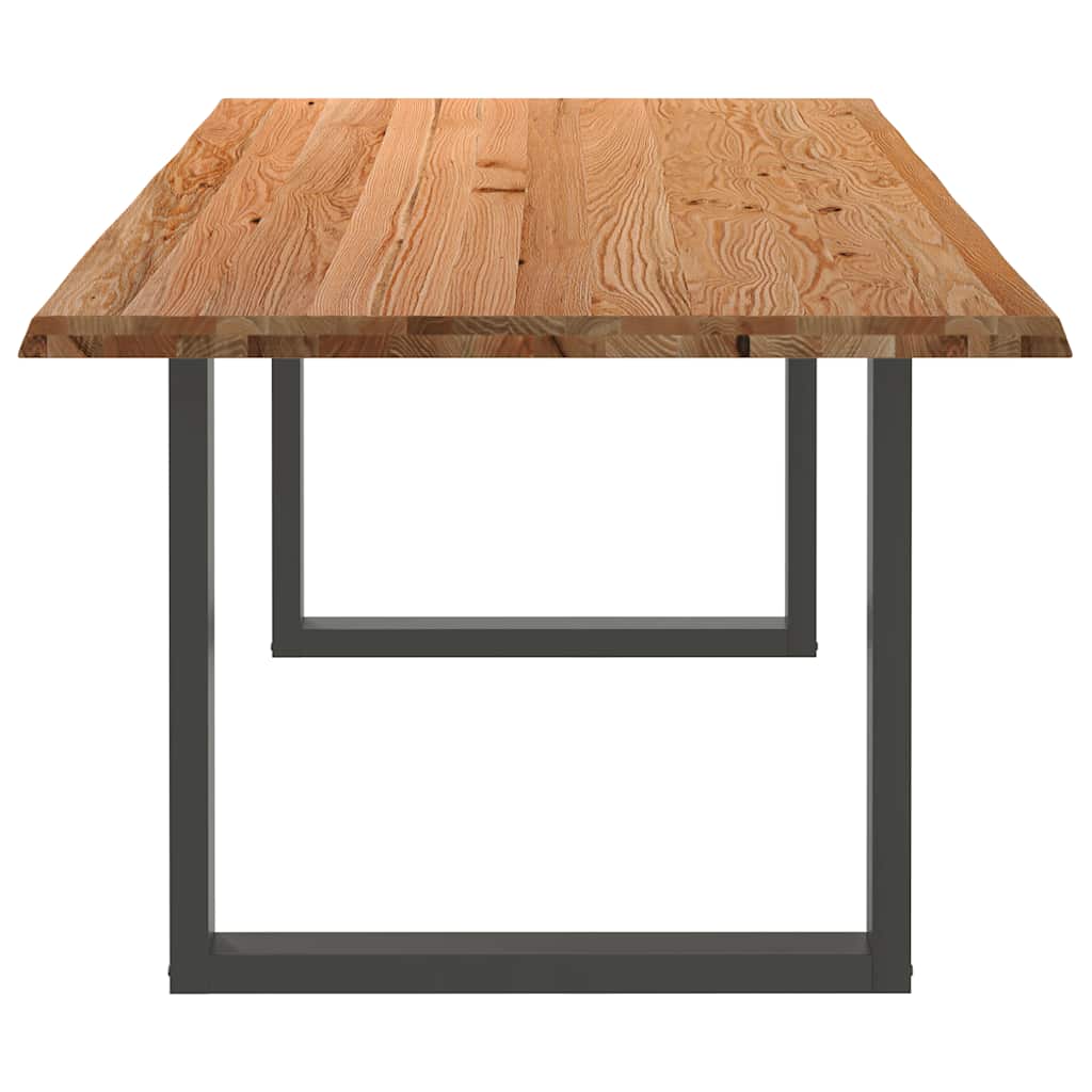 Eettafel met natuurlijke rand 220x100x74 cm massief eikenhout