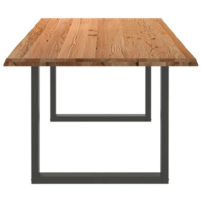 Eettafel met natuurlijke rand 220x100x74 cm massief eikenhout