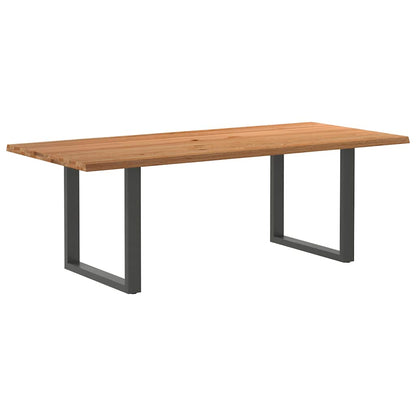 Eettafel met natuurlijke rand 220x100x74 cm massief eikenhout
