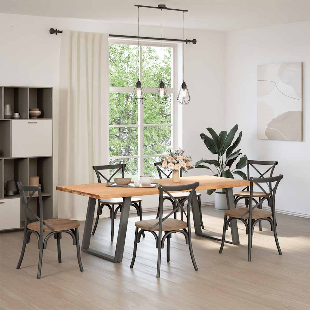 Eettafel met natuurlijke rand 220x100x74 cm massief eikenhout