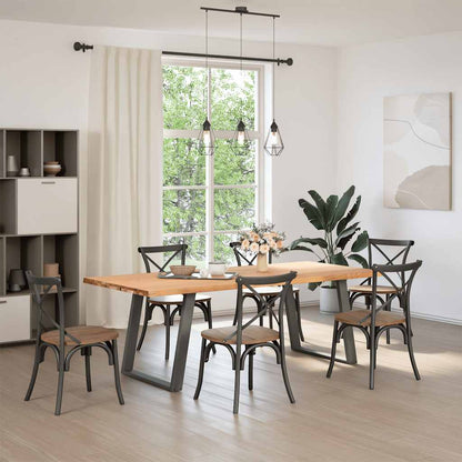 Eettafel met natuurlijke rand 220x100x74 cm massief eikenhout