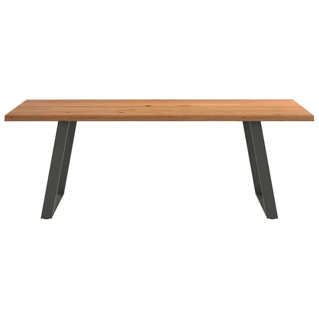 Eettafel met natuurlijke rand 220x100x74 cm massief eikenhout