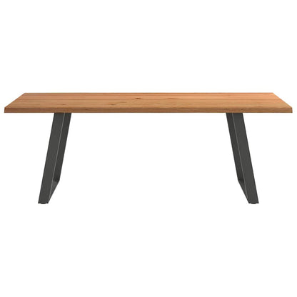 Eettafel met natuurlijke rand 220x100x74 cm massief eikenhout